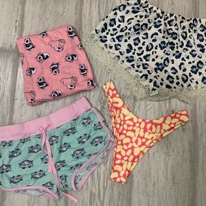 Hello kitty Pajamas shorts bundle leopard print panda thong Brazilian bikini S